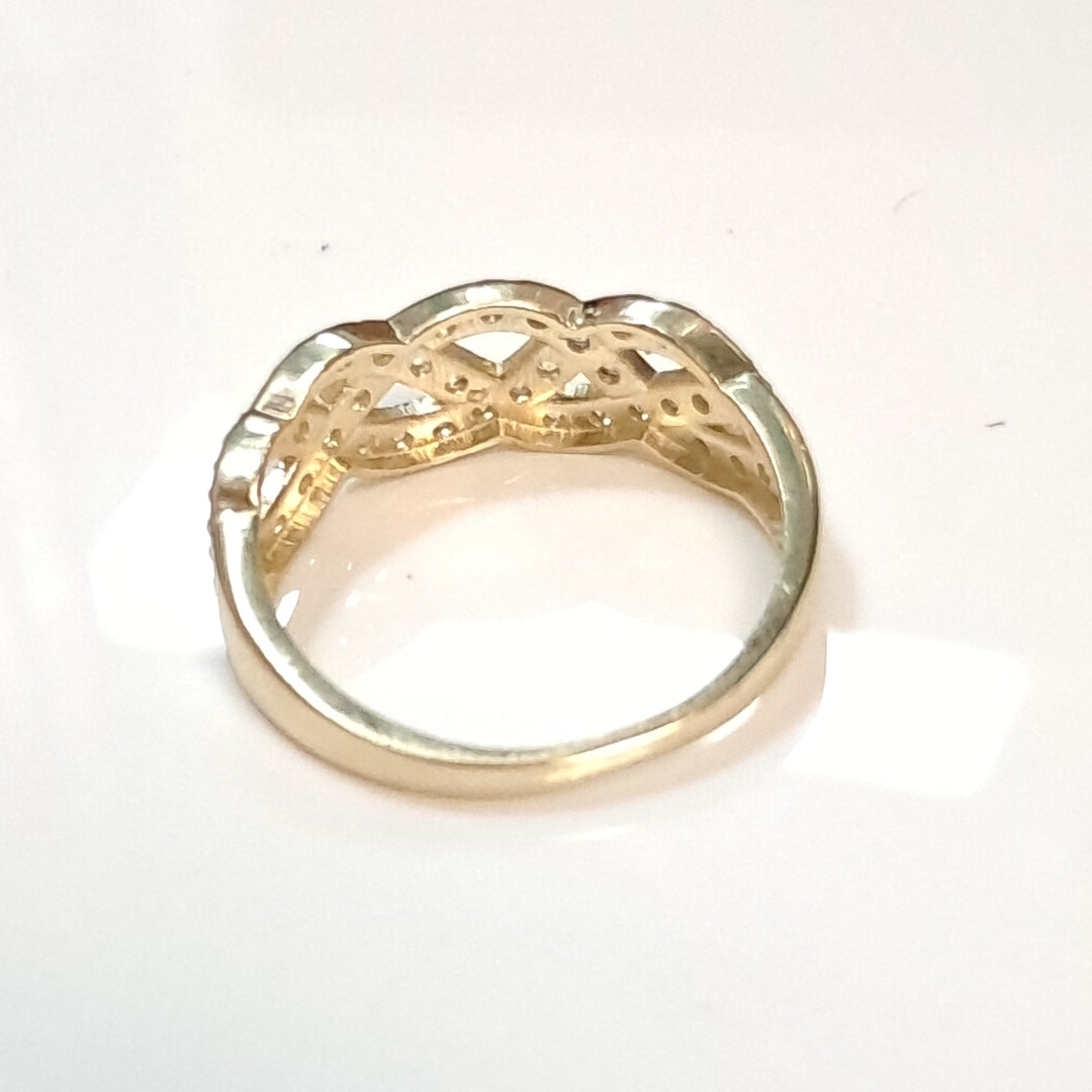 ANILLOS TRENZADO CON CIRCONIAS 14K TALLA 7 2.2 GR (NUEVO)