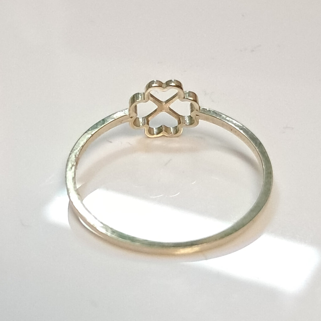 ANILLOS ANILLITO FIG TREBOL 4 HOJAS 10K TALLA 8 0.8 GR (NUEVO)