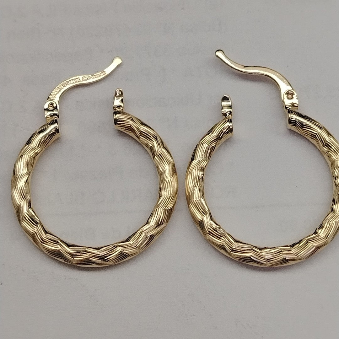 ARETES TEJIDO ARRACADA LABRADA 14K 2.7 GR (NUEVO)