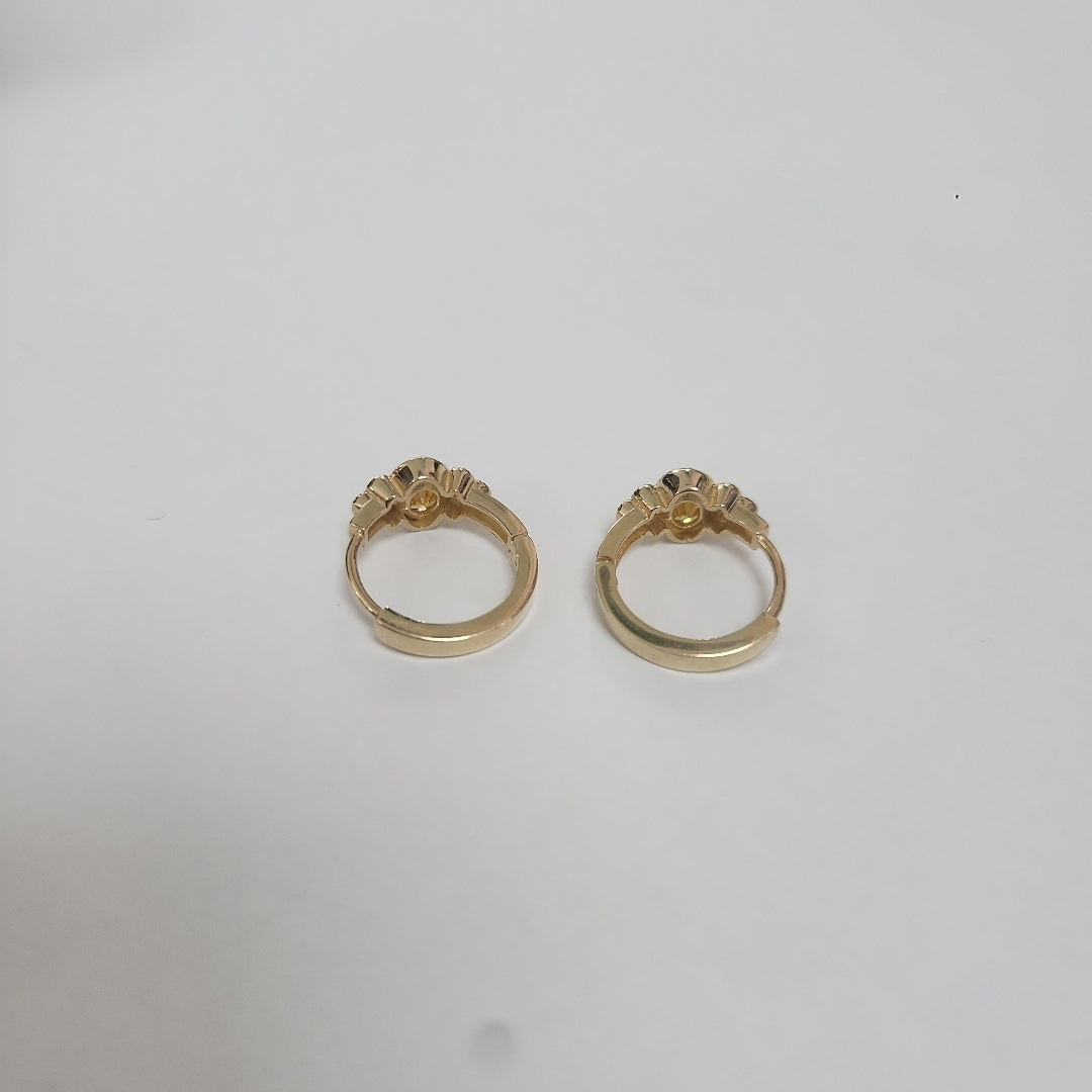 ARETES ARRACADAS CON CIRCONIAS Y PDRAS COL 14K 3.2 GR (NUEVO)