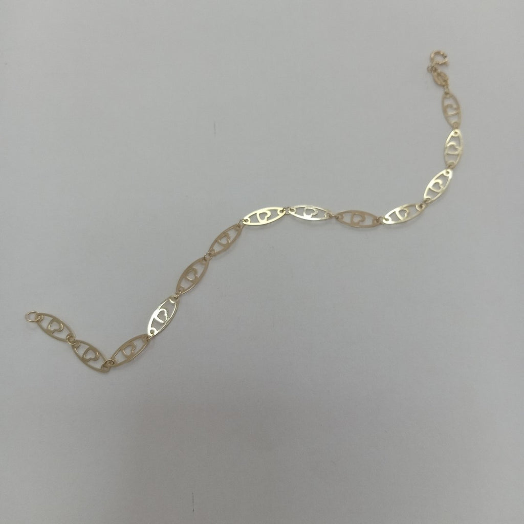 PULSERA TEJIDO ESPECIAL CON CORAZON 14K 18 CM 1.4 GR (NUEVO)