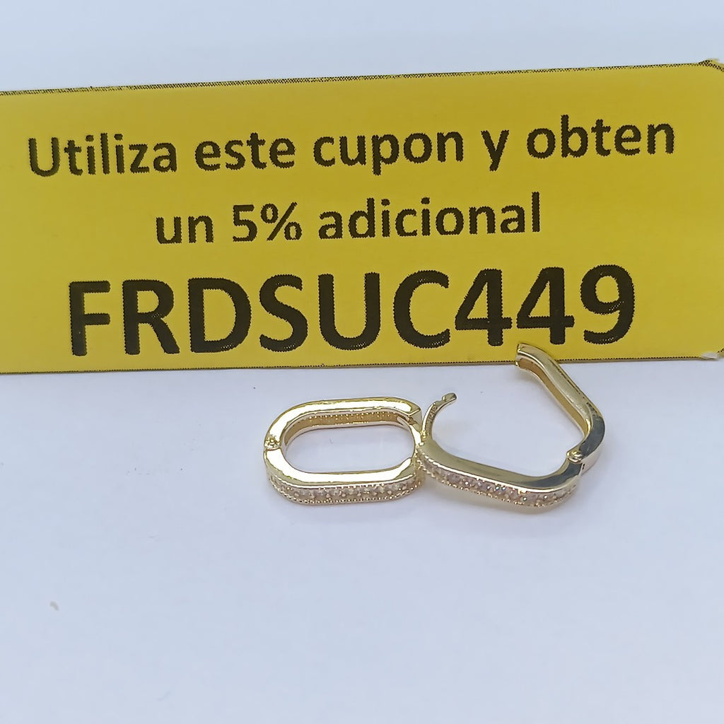 ARETES HUGGIES OVALADA C CIRCONIAS 14K 2.5 GR (NUEVO)