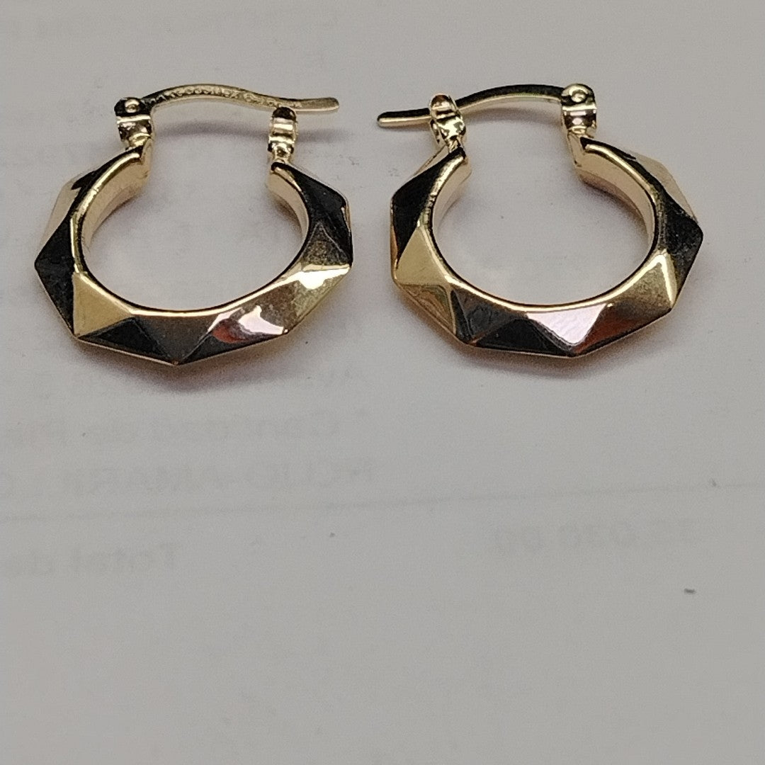 ARETES TEJIDO ARRACADAS FACETADAS 14K 1.8 GR (NUEVO)