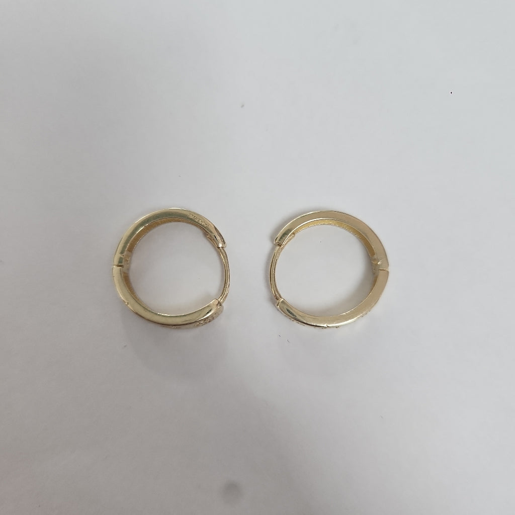 ARETES TEJIDO HUGGIES CON CIRCONIAS 14K 3 GR (NUEVO)