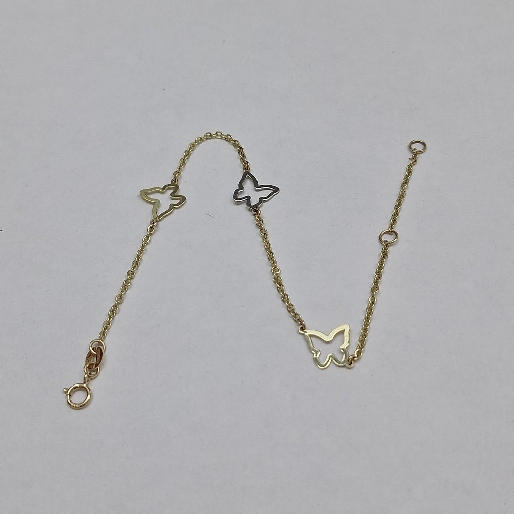 PULSERA ESPECIAL C MARIPOSAS 14K 18 CM 1.7 GR (NUEVO)