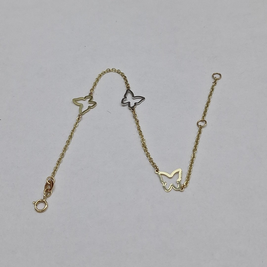 PULSERA ESPECIAL C MARIPOSAS 14K 18 CM 1.7 GR (NUEVO)