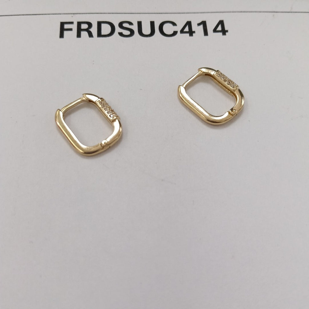 ARETES HUGGIES OVALADA C CIRCONIAS 14K 2.4 GR (NUEVO)