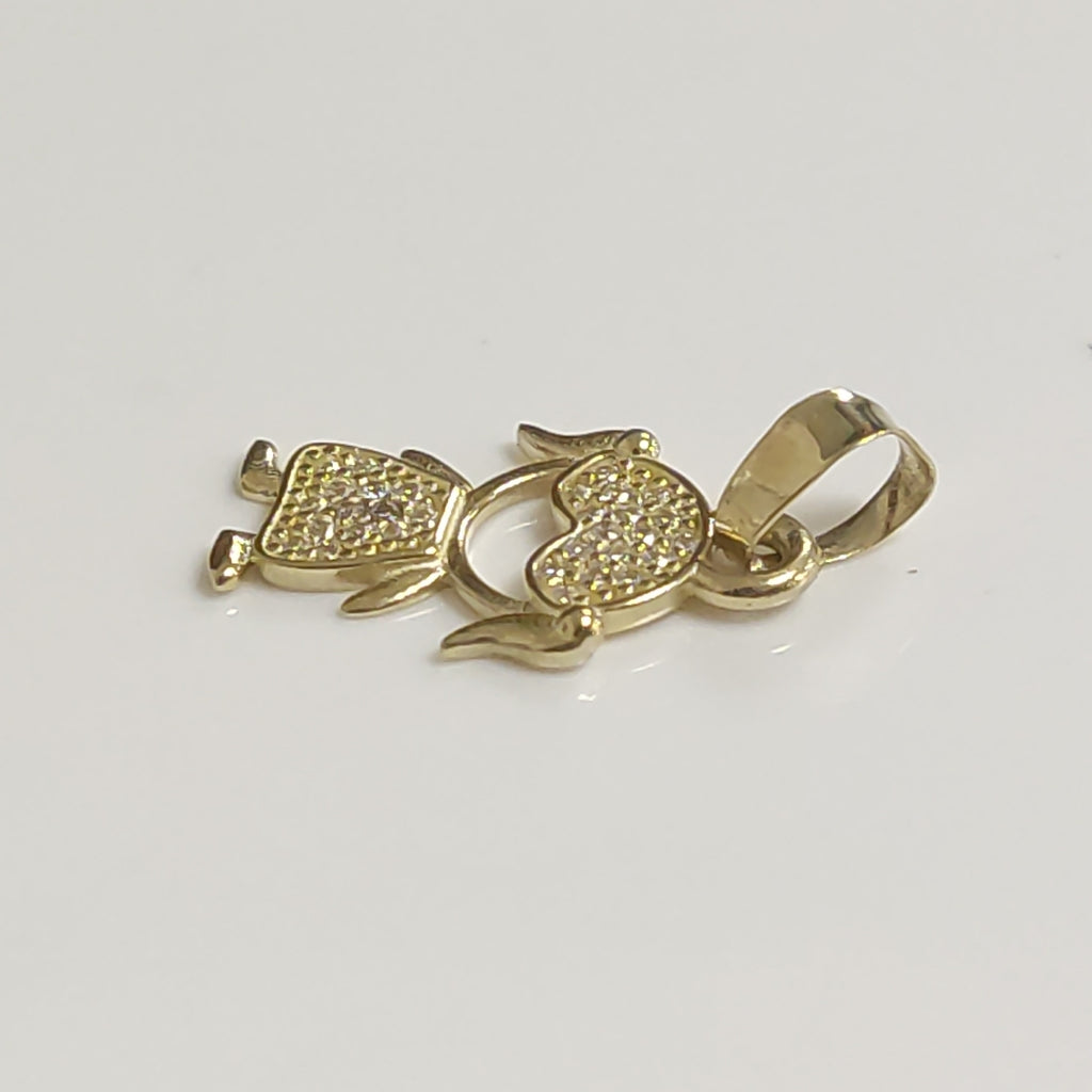 DIJE TEJIDO NIÑA CON CIRCONIAS 14K 0.9 GR (NUEVO)