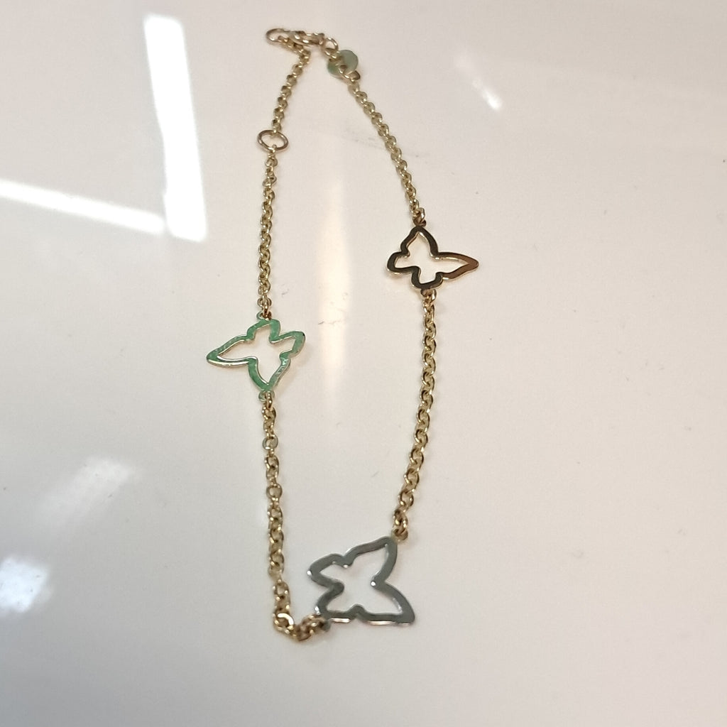 PULSERA ESPECIAL C MARIPOSAS 14K 18 CM 1.7 GR (NUEVO)