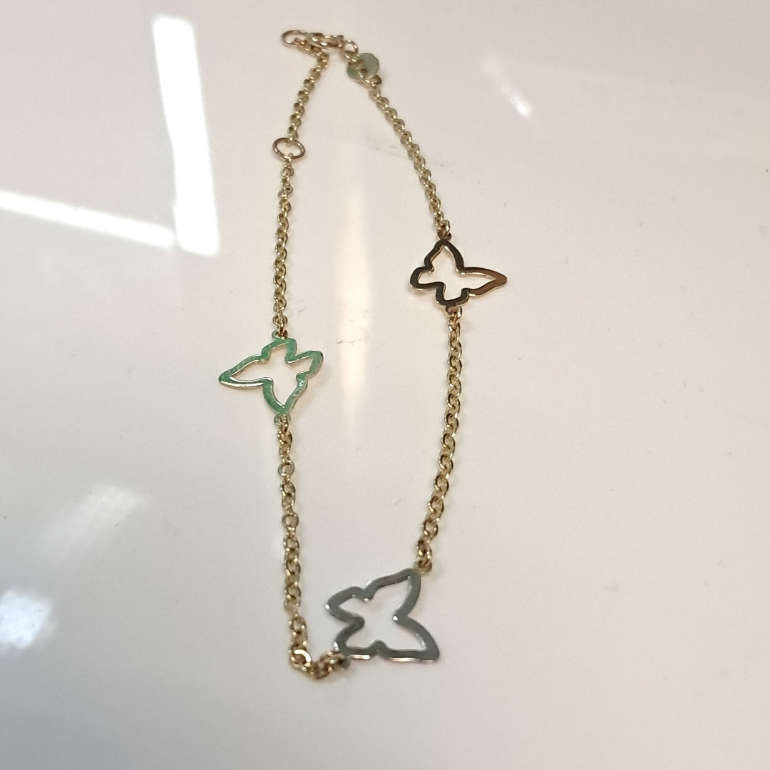 PULSERA ESPECIAL C MARIPOSAS 14K 18 CM 1.7 GR (NUEVO)