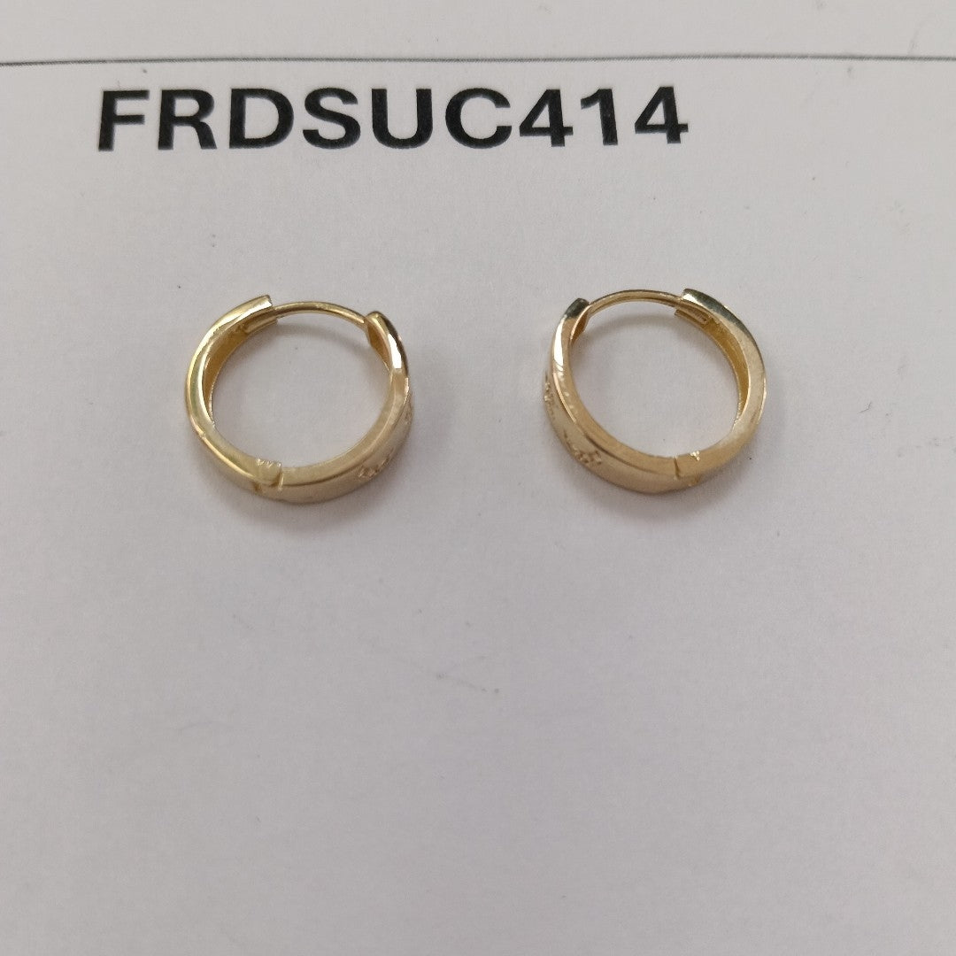 ARETES TEJIDO HUGGIES CON CIRCONIAS 14K 3 GR (NUEVO)