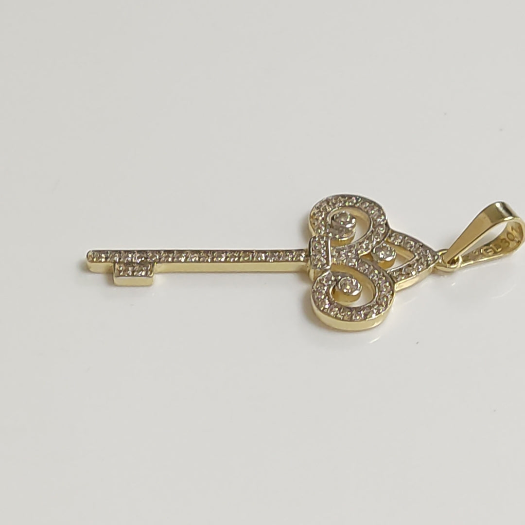 DIJE LLAVE C CIRCONIAS 14K 1.6 GR (NUEVO)