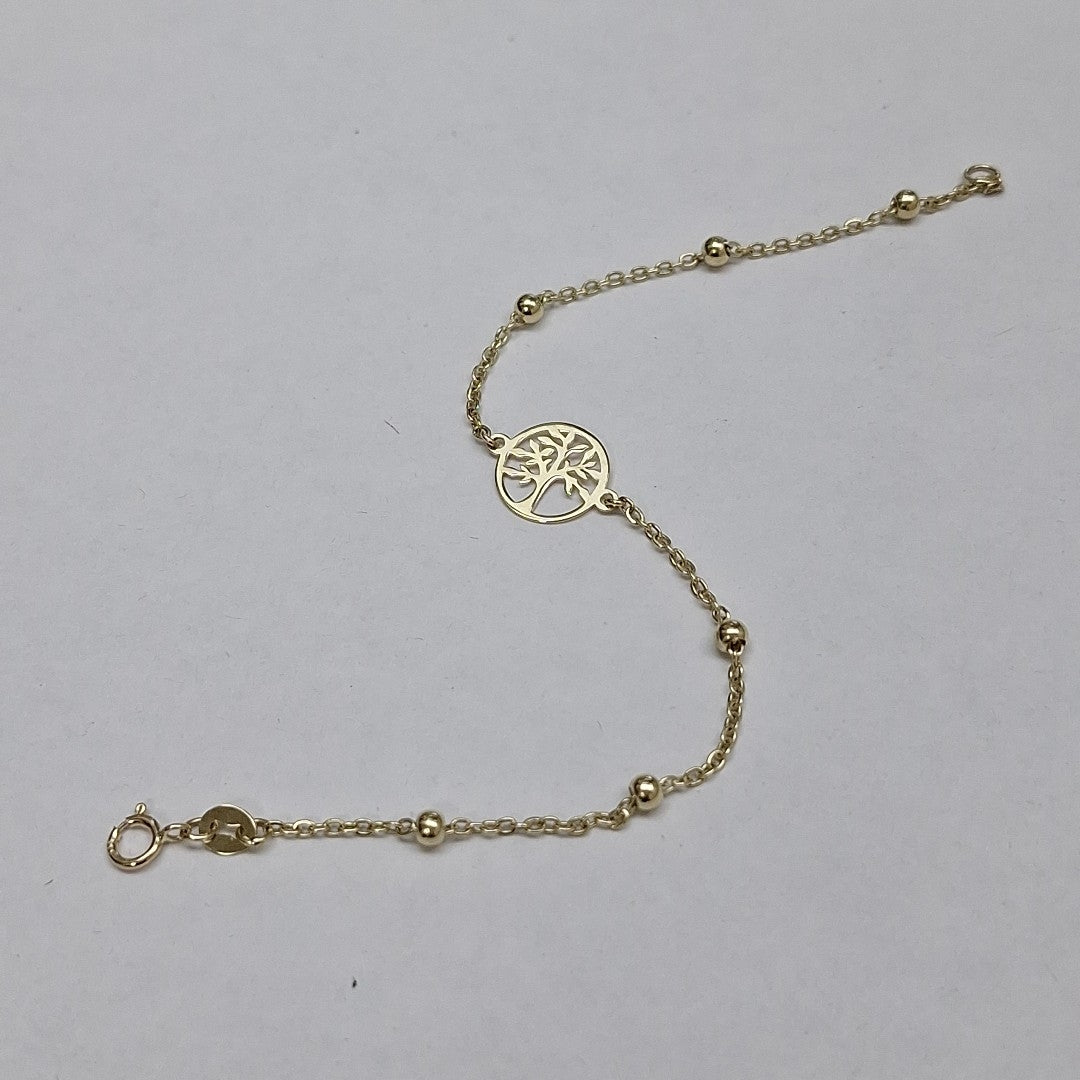 PULSERA TEJIDO ESPECIAL ARBOL 14K 18 CM 1.8 GR (NUEVO)