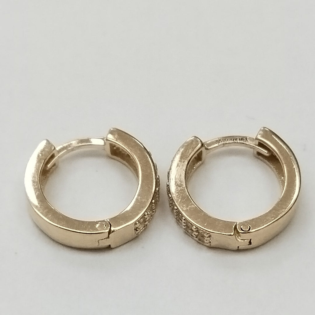 ARETES HUGGIES C CIRCONIAS 14K 2.2 GR (NUEVO)