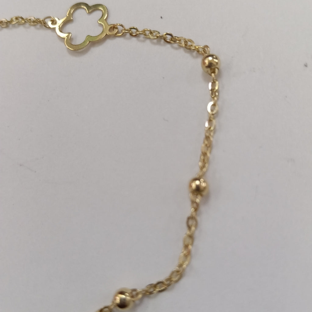PULSERA TEJIDO ESPECIAL CON FLOR 14K 18 CM 1.6 GR (NUEVO)