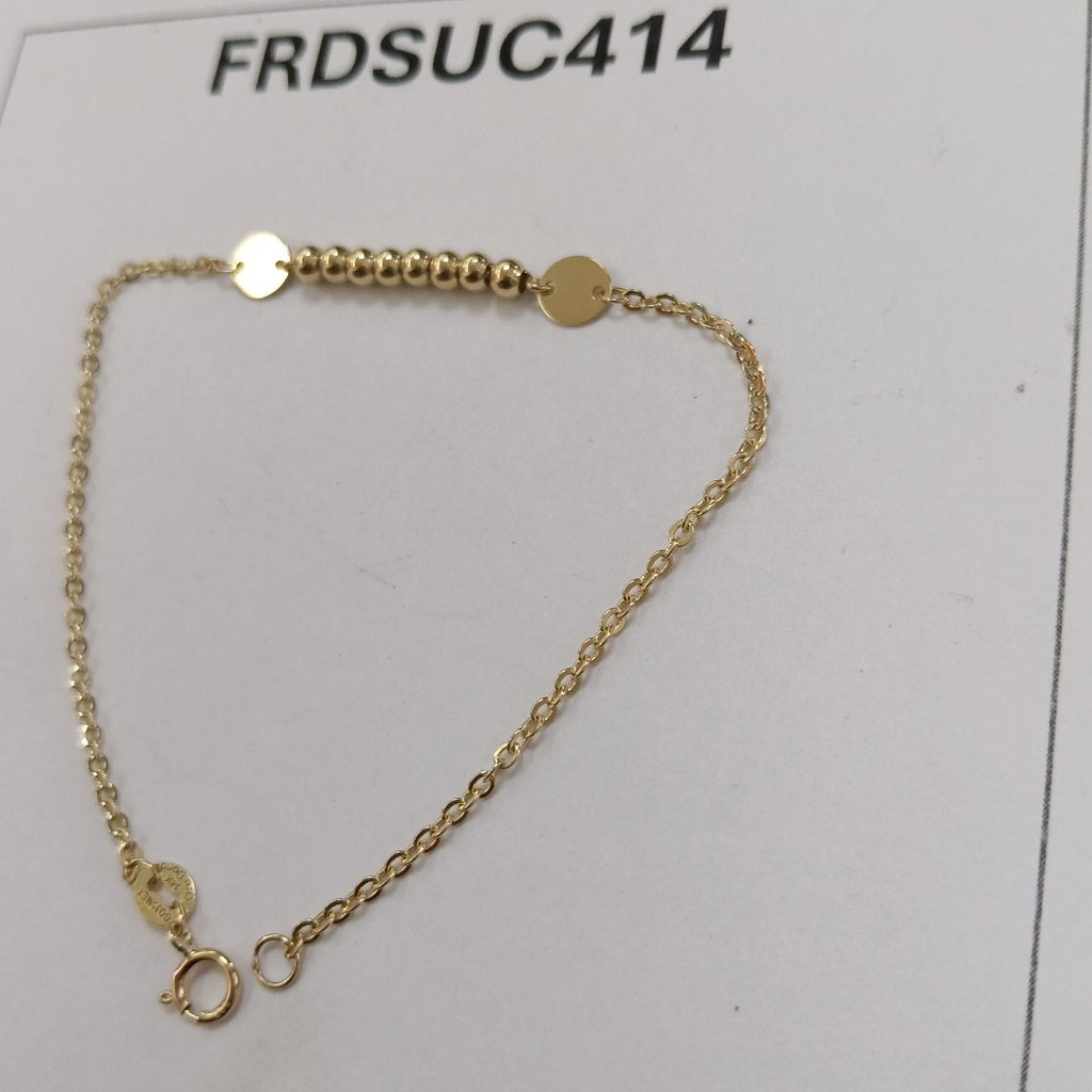 PULSERA TEJIDO ESPECIAL CON BOLITAS 14K 18 CM 1.8 GR (NUEVO)