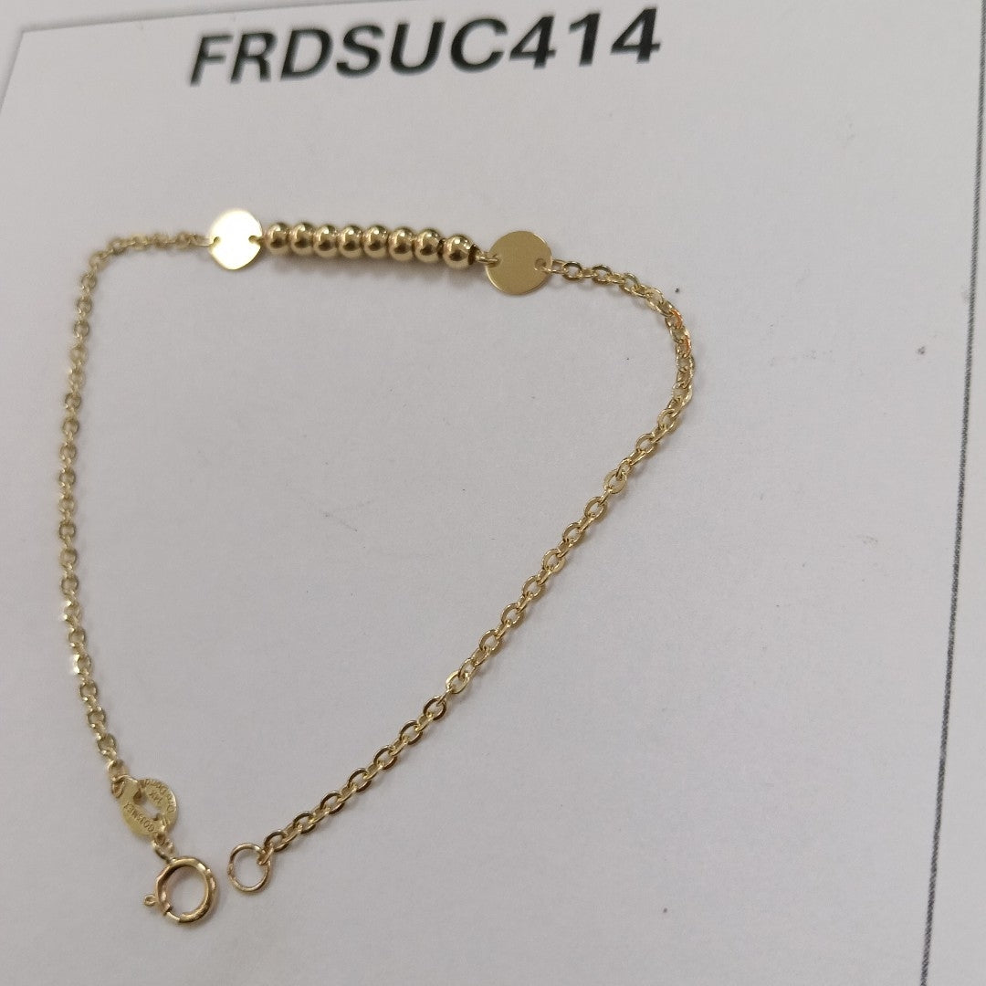 PULSERA TEJIDO ESPECIAL CON BOLITAS 14K 18 CM 1.8 GR (NUEVO)