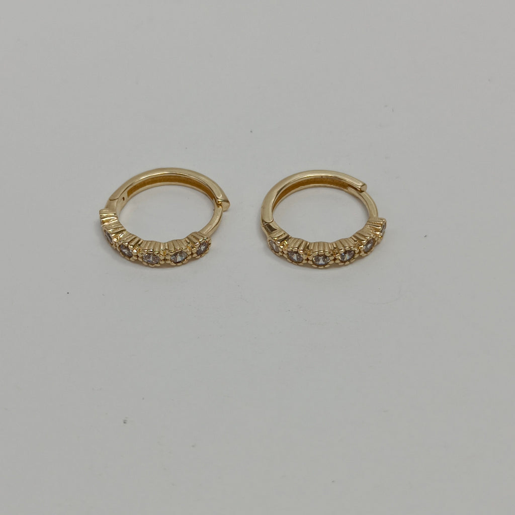 ARETES HUGGIES C CIRCONIAS 14K 2 GR (NUEVO)