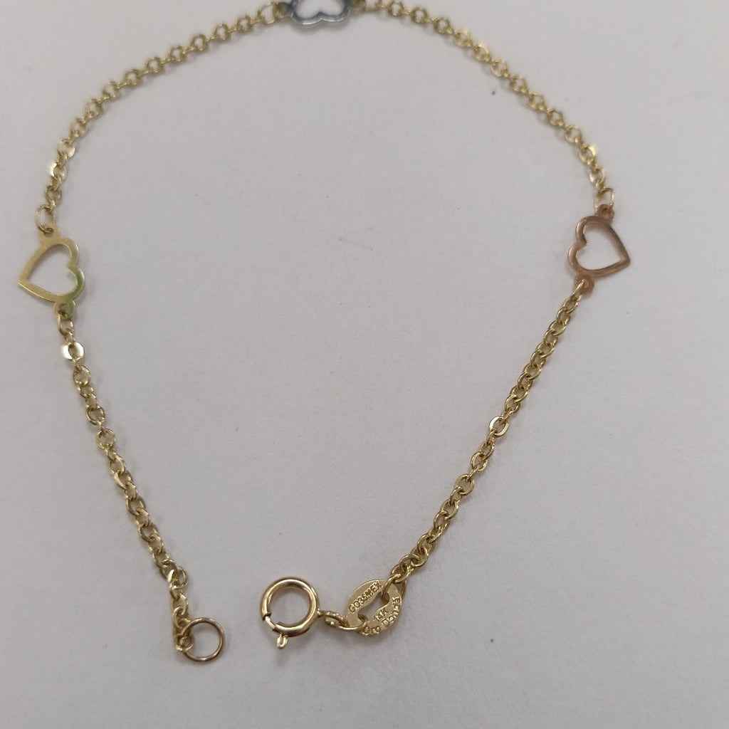 PULSERA ESPECIAL CON CORAZONES 14K 18 CM 1.3 GR (NUEVO)