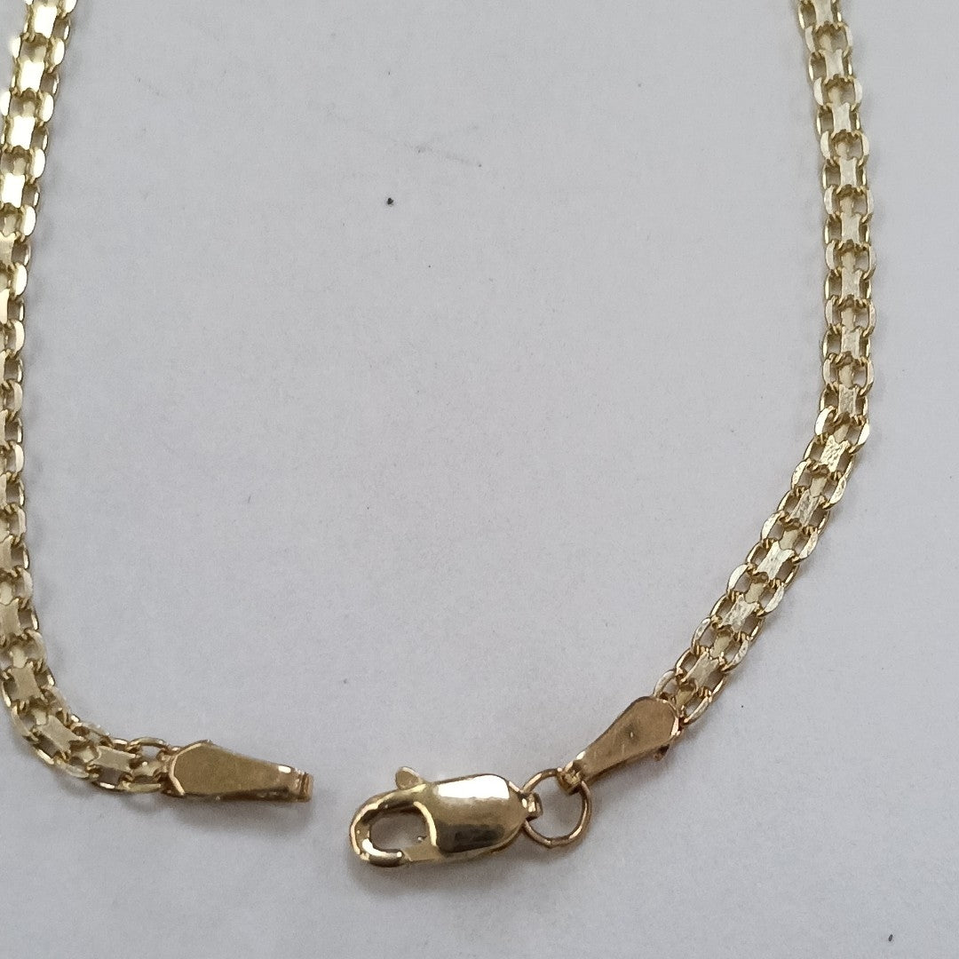 PULSERA TEJIDO ESPECIAL CON INFINITO Y CIRCONIAS 14K 18 CM 3.4 GR (NUEVO)