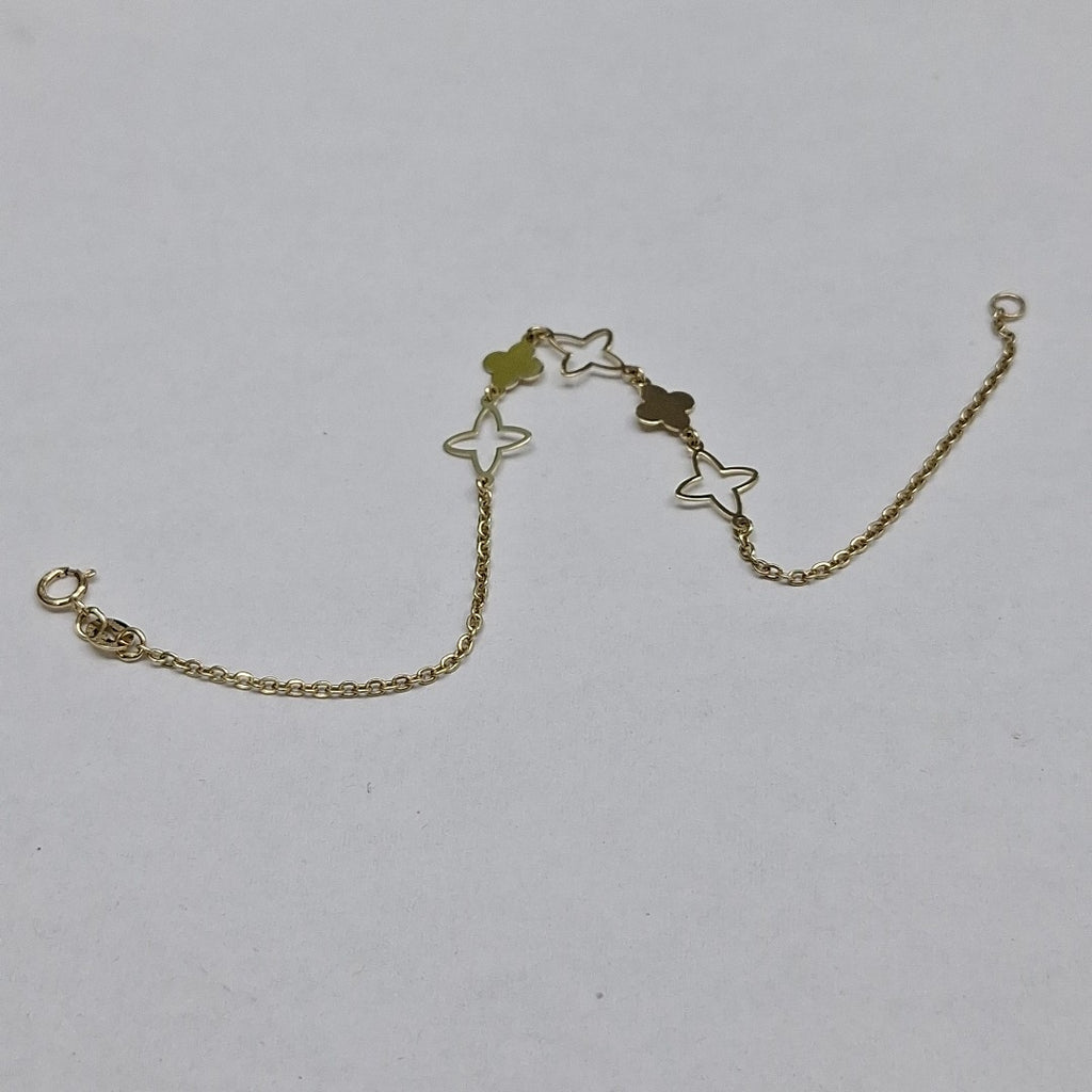 PULSERA TEJIDO ESP CON TREBOL 14K 18 CM 1.6 GR (NUEVO)