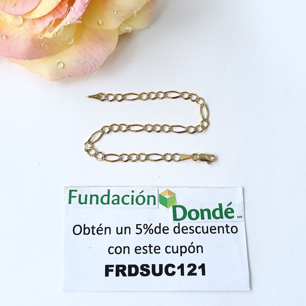 PULSERA 3X1 DIAMANTADA 14K 18 CM 2.7 GR (NUEVO)