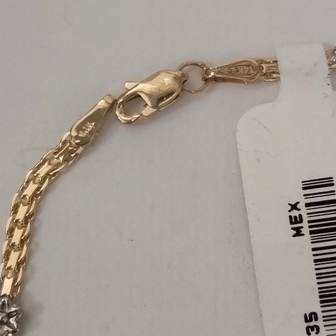PULSERA ESPECIAL C FLORES 14K 18 CM 3 GR (NUEVO)
