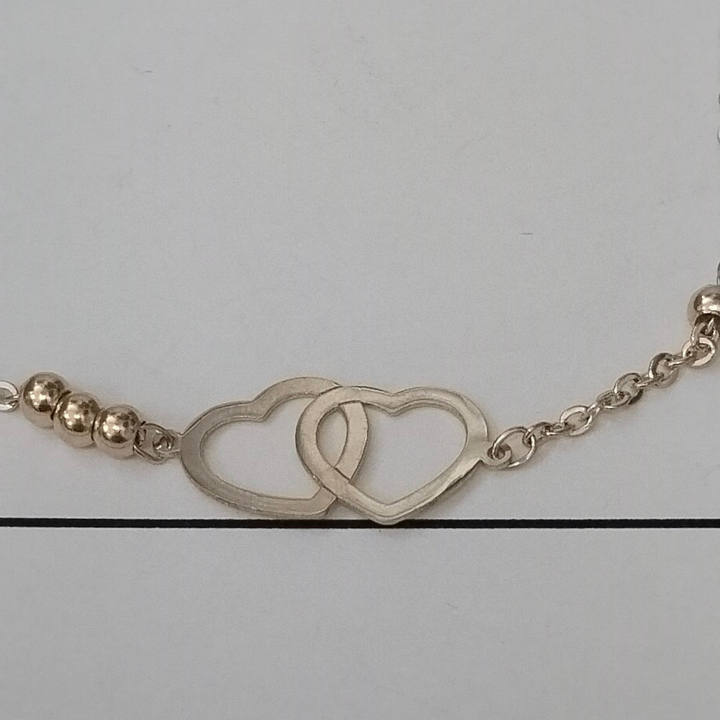 PULSERA TEJIDO ESPECIAL C CORAZONES 14K 18 CM 1.7 GR (NUEVO)