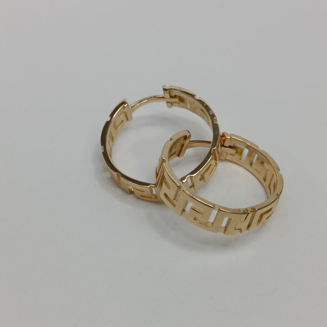 ARETES ARRACADA C GRECAS 14K 7.5 GR (NUEVO)