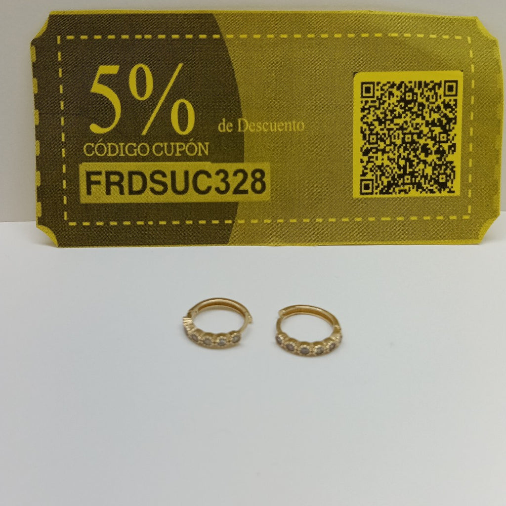 ARETES HUGGIES C CIRCONIAS 14K 2 GR (NUEVO)