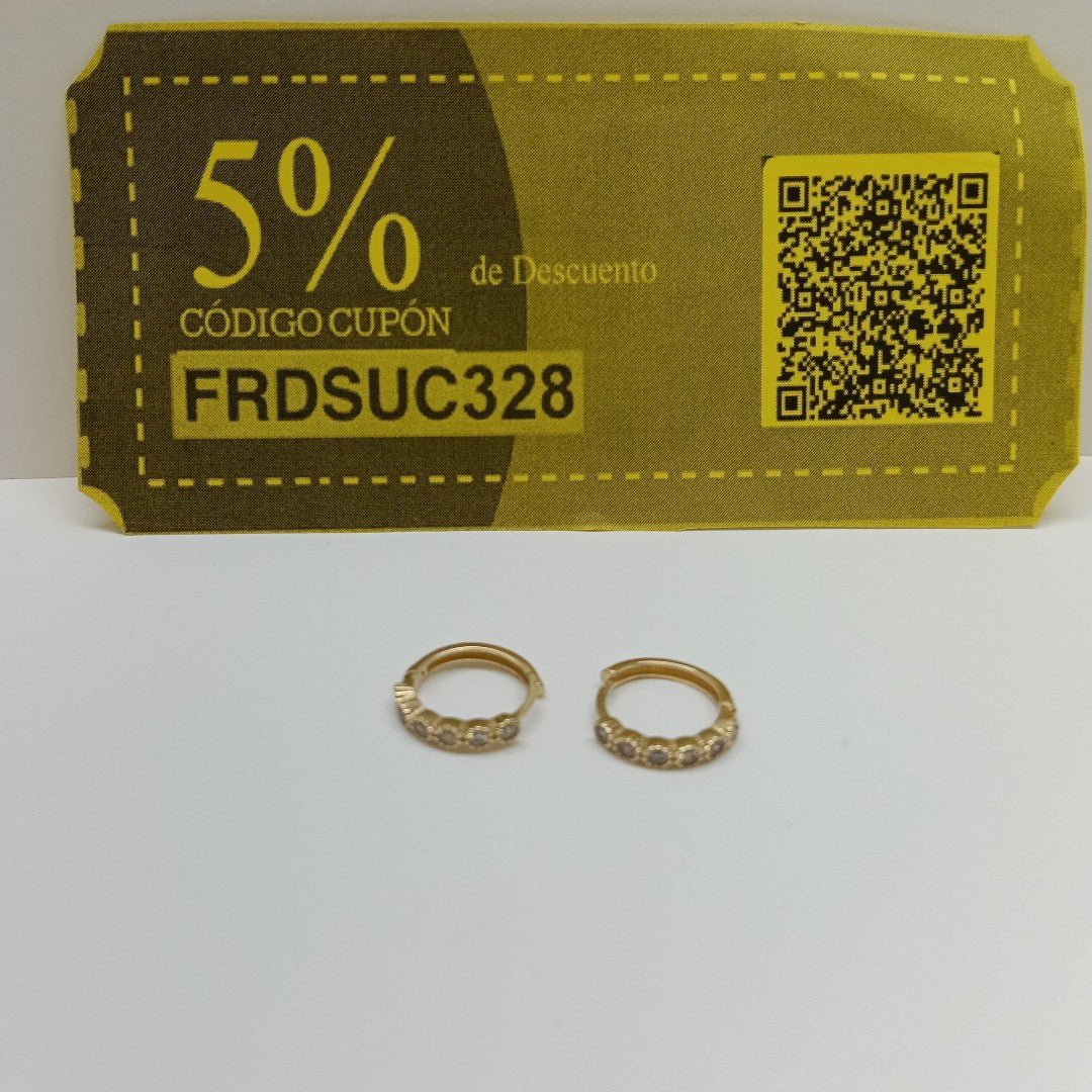 ARETES HUGGIES C CIRCONIAS 14K 2 GR (NUEVO)