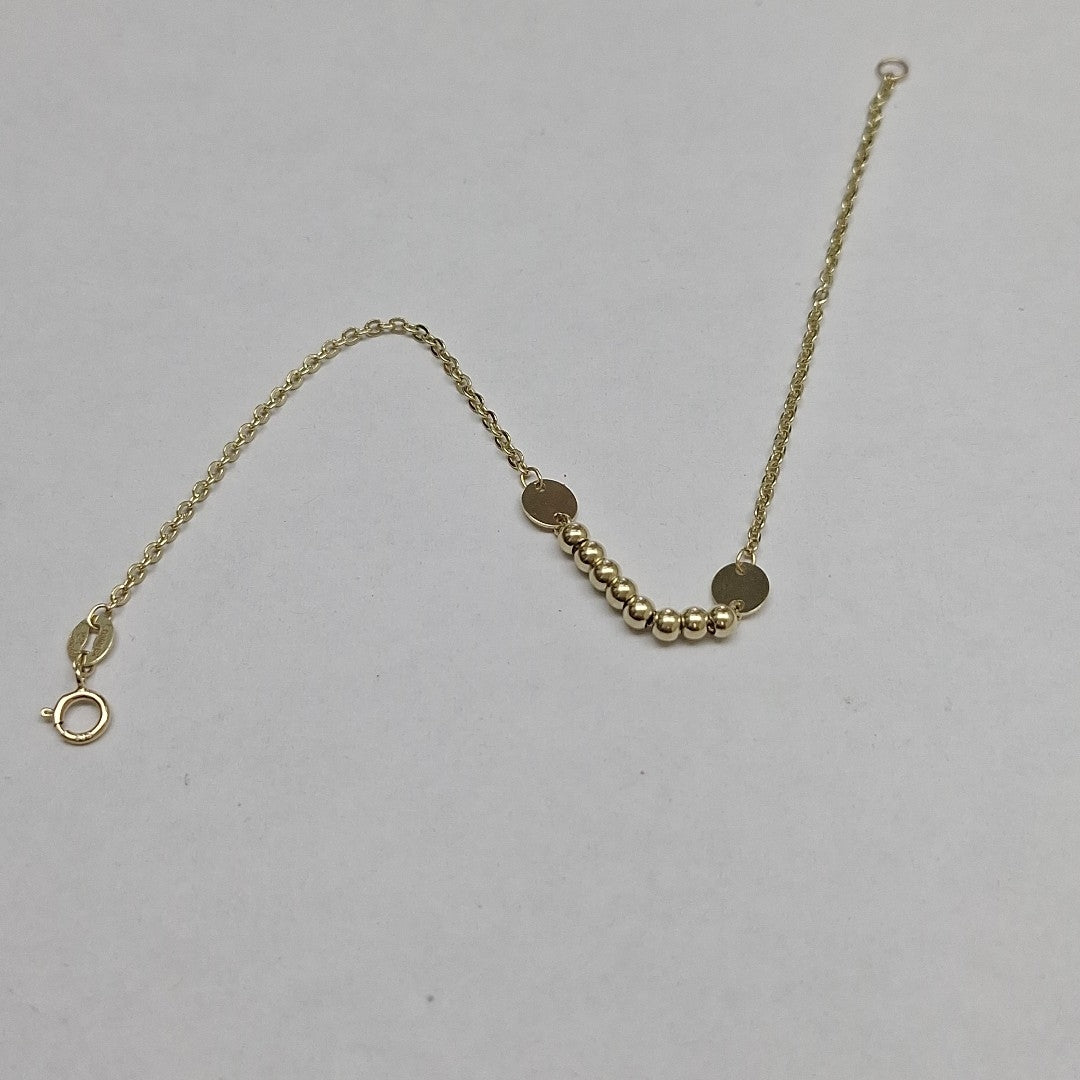 PULSERA TEJIDO ESPECIAL CON BOLITAS 14K 18 CM 1.7 GR (NUEVO)
