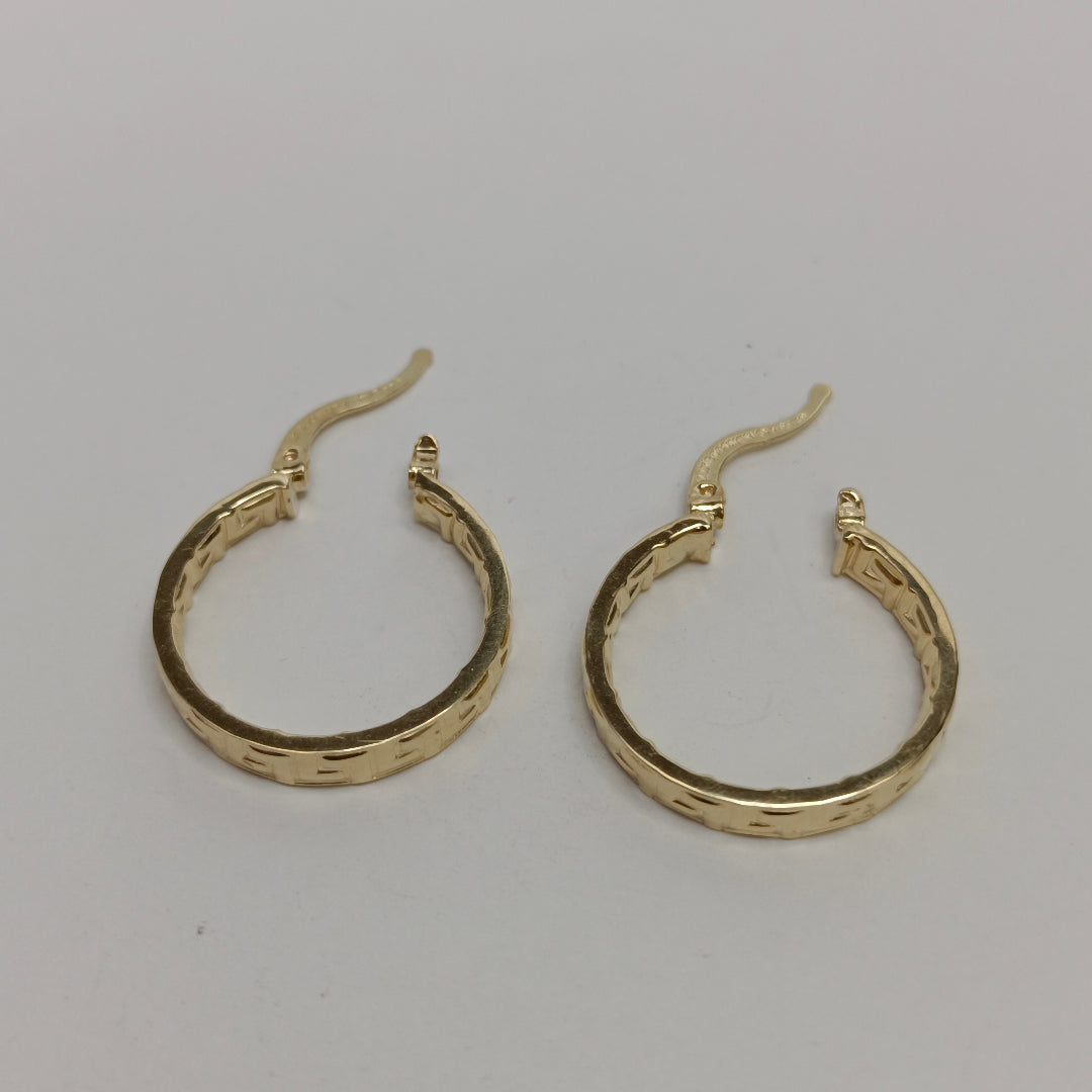 ARETES TEJIDO ARRACADAS TIPO GRECAS 14K 2.1 GR (NUEVO)