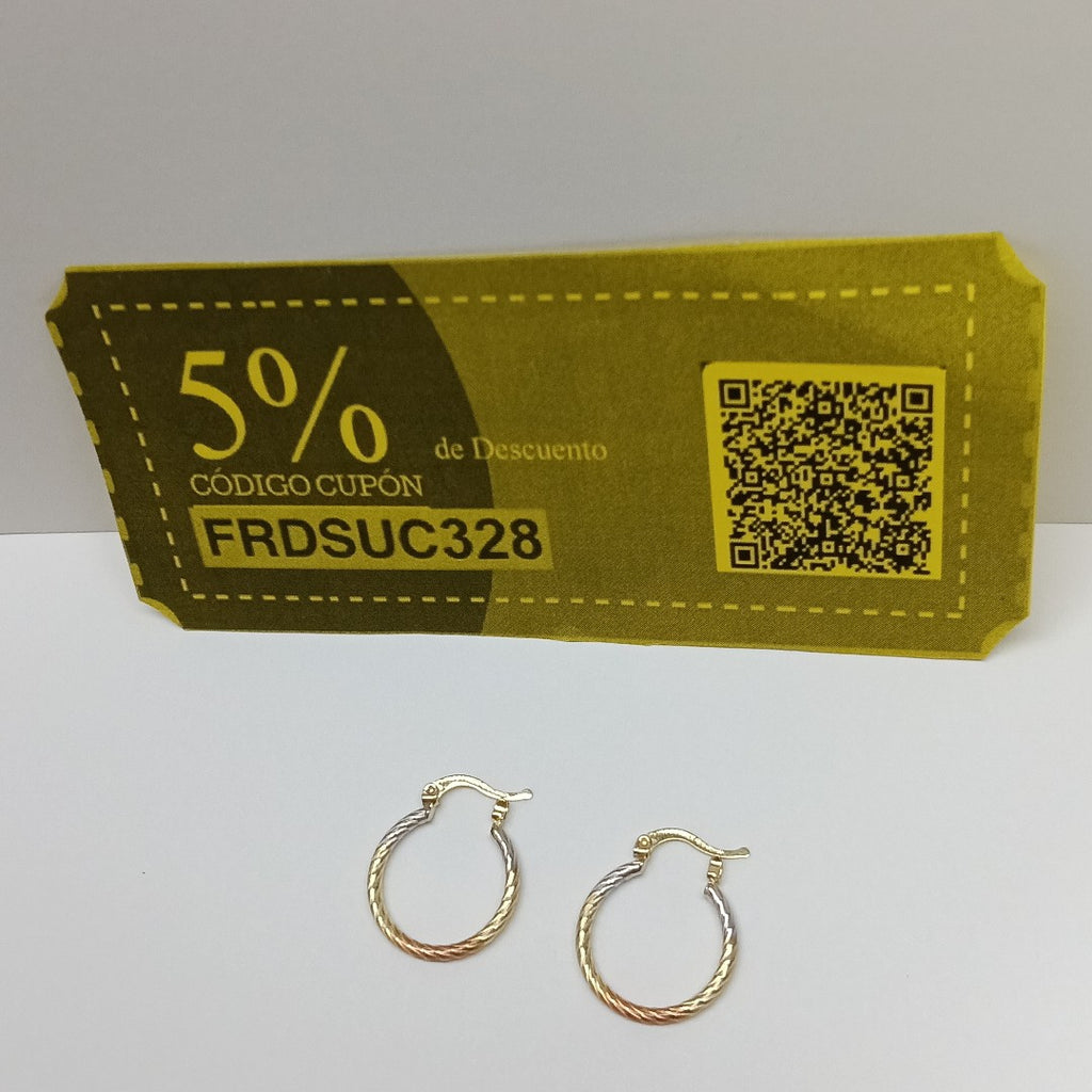 ARETES TEJIDO ARRACADAS TZL COMBINADAS 14K 1.8 GR (NUEVO)