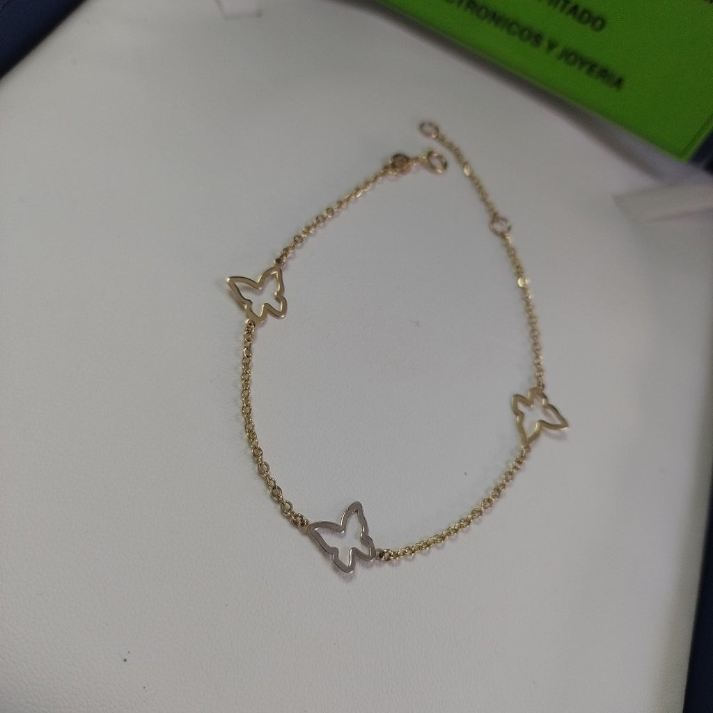 PULSERA ESPECIAL C MARIPOSAS 14K 18 CM 1.7 GR (NUEVO)