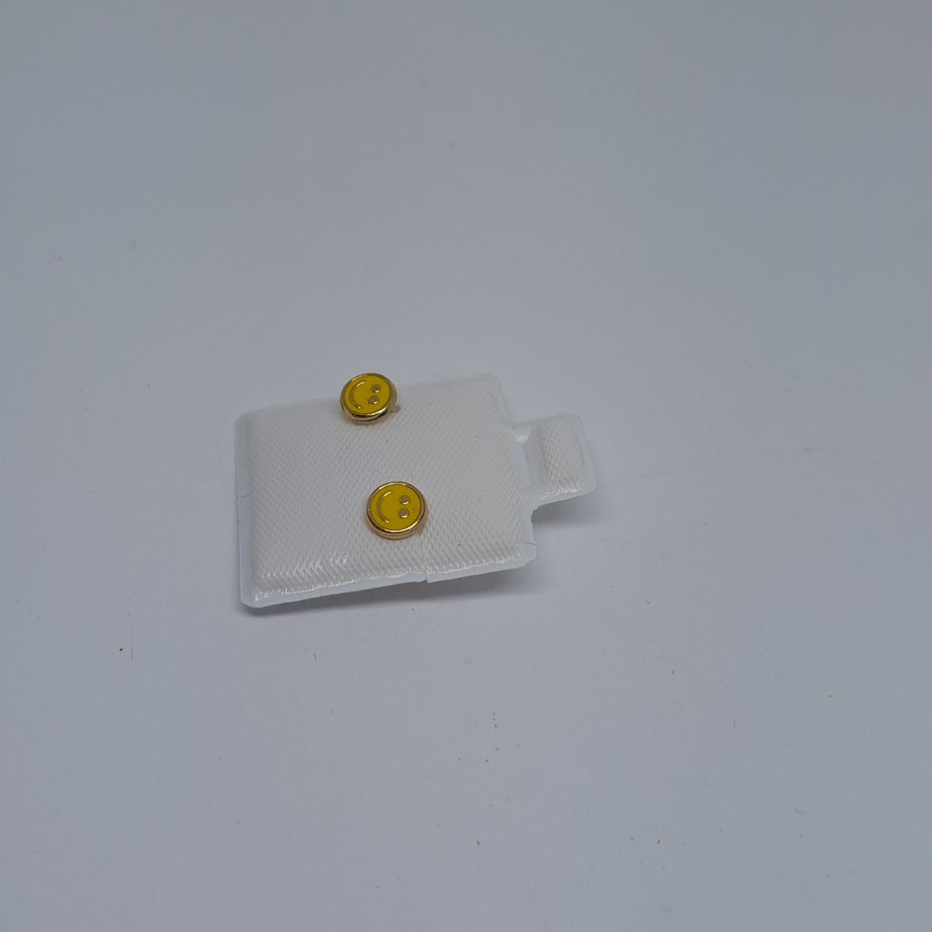 BROQUELES BROQUEL FIG SONRISA ESMALTE AMARILLO 14K 0.2074 GR (NUEVO)