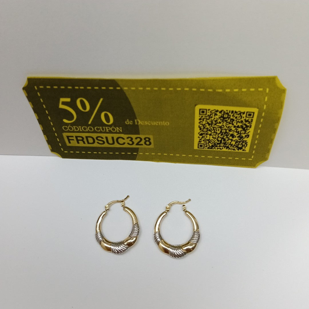 ARETES ARRACADAS HUECAS COMBINADAS 14K 2.6 GR (NUEVO)