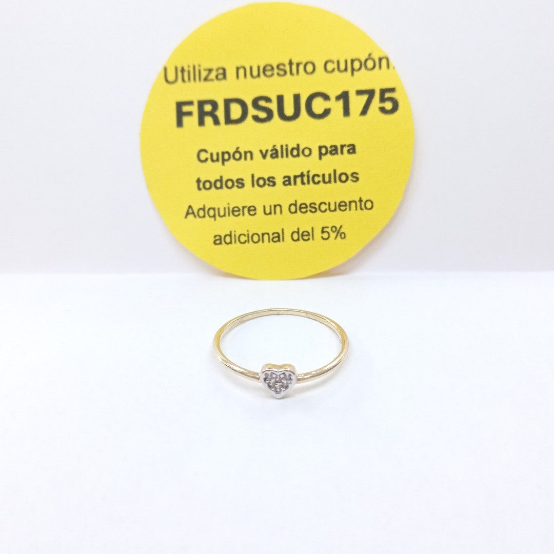 ANILLO ANILLITO CORAZON C CIRCONIA 14K 7 TALLA 0.8 GR (NUEVO)
