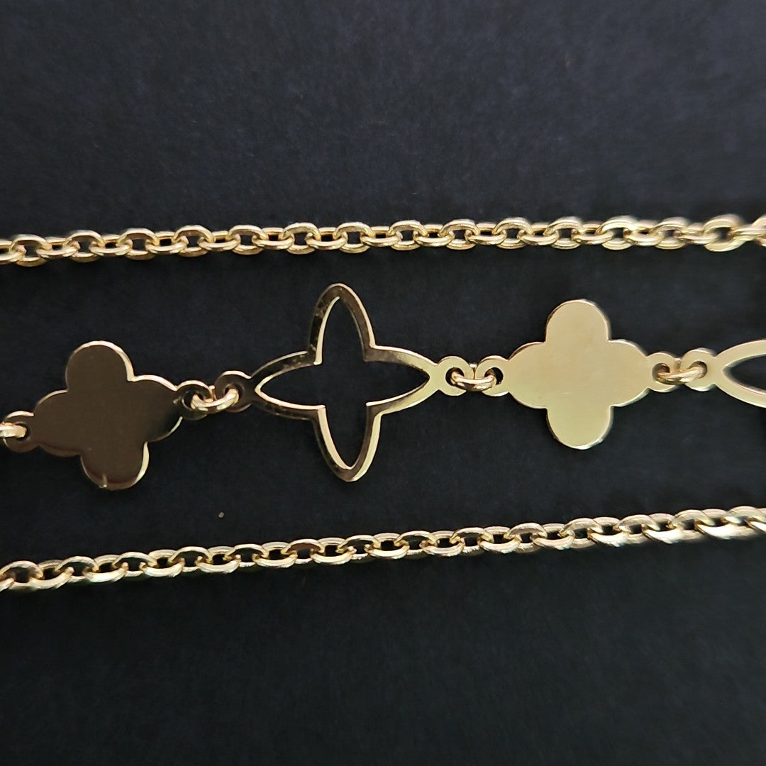 PULSERA TEJIDO ESP CON TREBOL 14K 18 CM 1.6 GR (NUEVO)