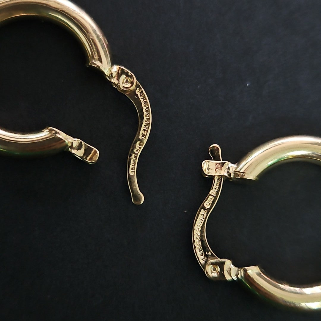 ARETES TEJIDO ARRACADAS LISAS 14K 1.6 GR (NUEVO)