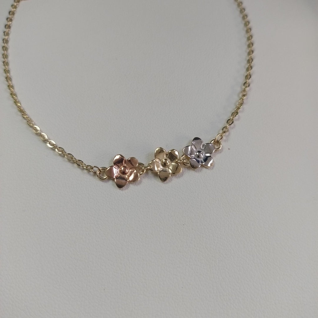 PULSERA TEJIDO ESPECIAL FIG FLORES 14K 18 CM 2 GR (NUEVO)