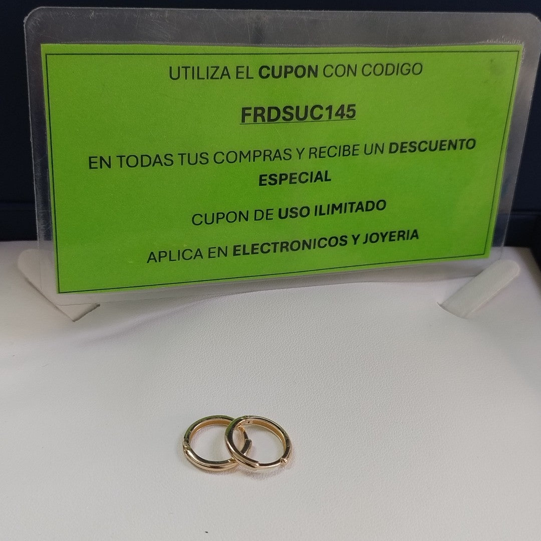 ARETES HUGGIES LISAS 14K 1.5 GR (NUEVO)