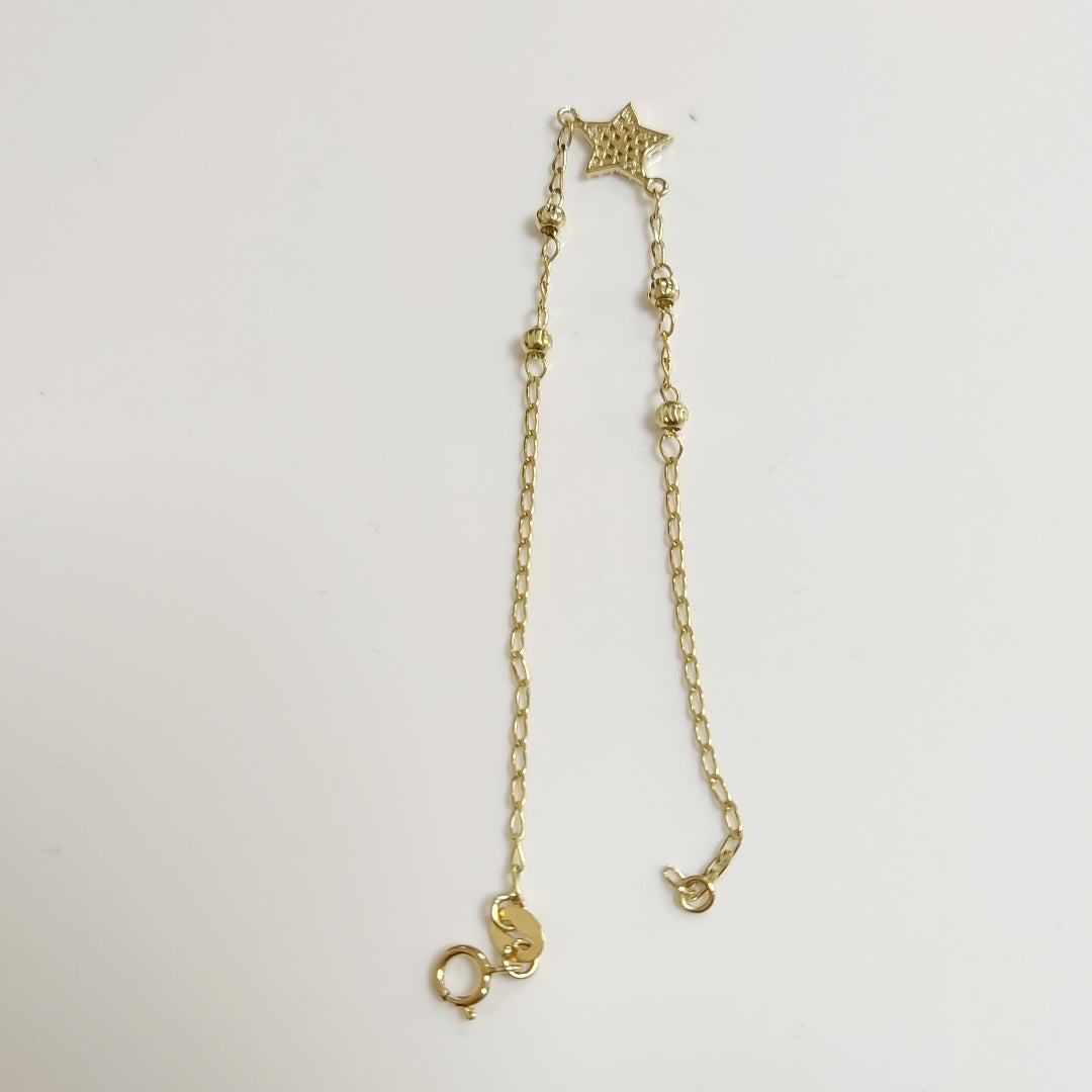 PULSERA ESPECIAL CON ESTRELLA Y CIRCONIAS 14K 18 CM 1.5 GR (NUEVO)