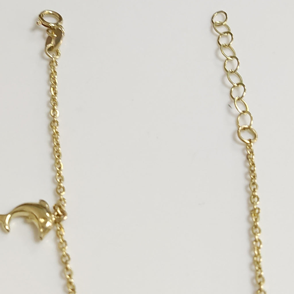 PULSERA ESPECIAL CON DIJES DELFINES 10K 18 CM 2 GR (NUEVO)