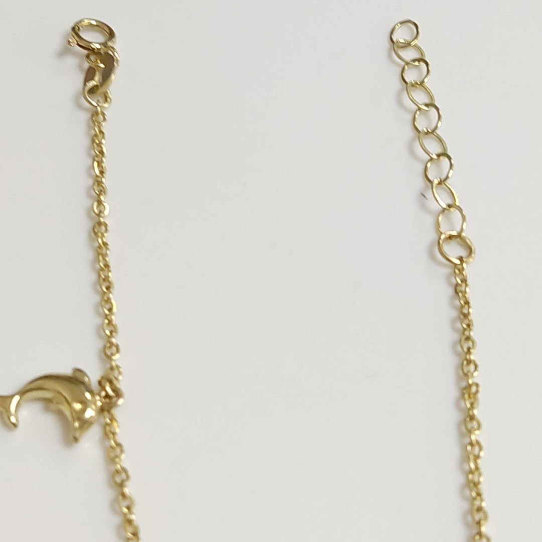 PULSERA ESPECIAL CON DIJES DELFINES 10K 18 CM 2 GR (NUEVO)
