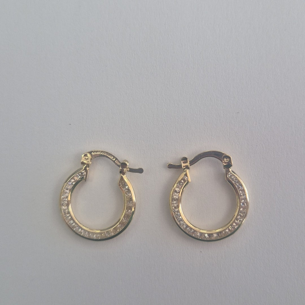 ARETES ARRACADAS CON CIRCONIAS 14K 2.4 GR (NUEVO)