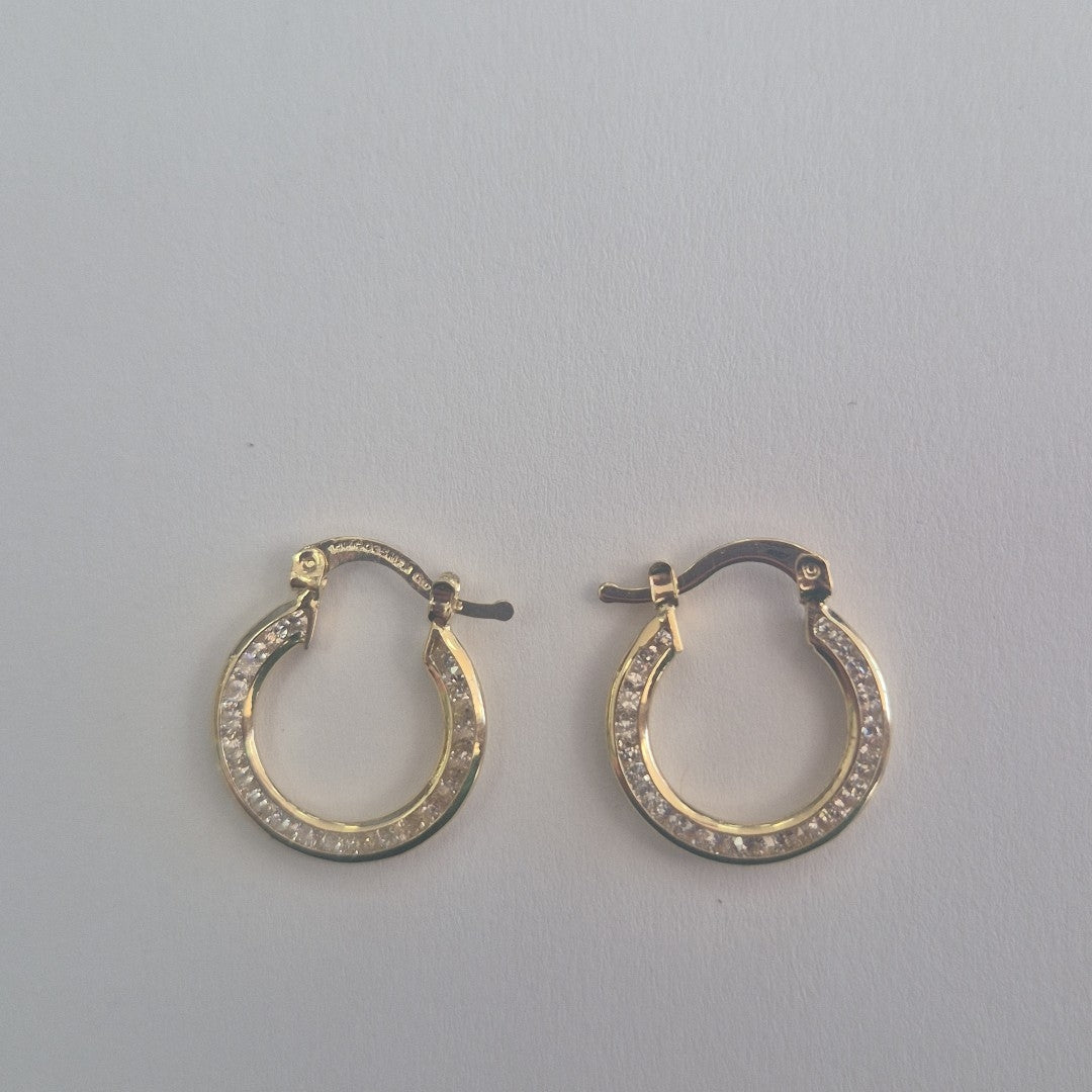 ARETES ARRACADAS CON CIRCONIAS 14K 2.4 GR (NUEVO)