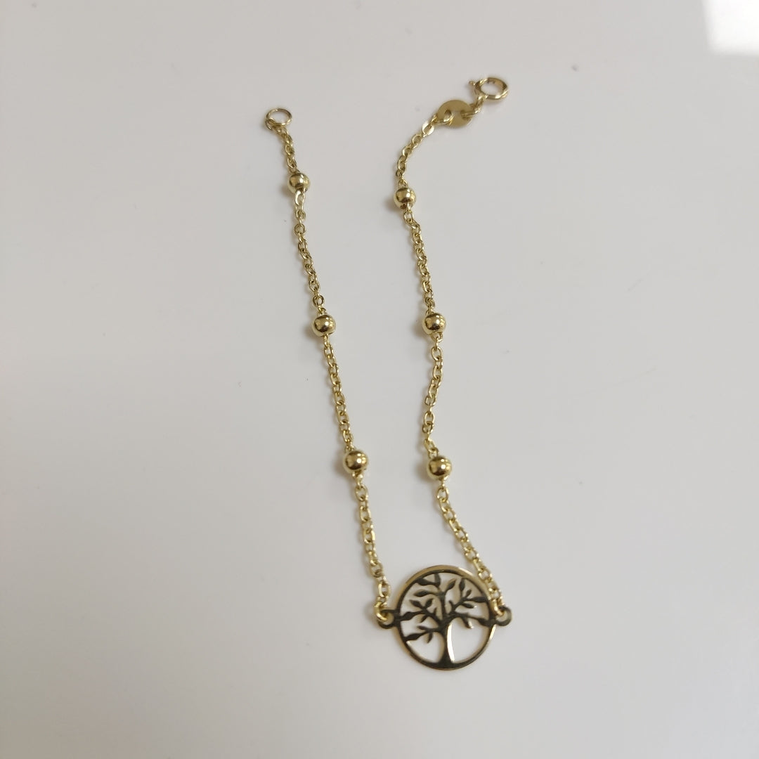 PULSERA TEJIDO ESPECIAL ARBOL 14K 18 CM 1.7 GR (NUEVO)