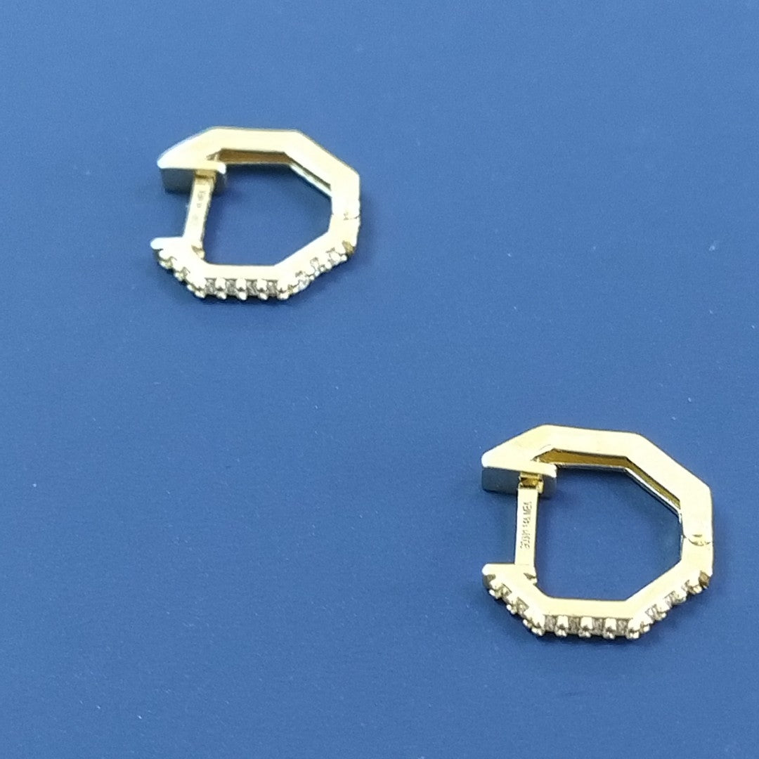 ARETES HUGGIES C CIRCONIAS 14K 1.7 GR (NUEVO)