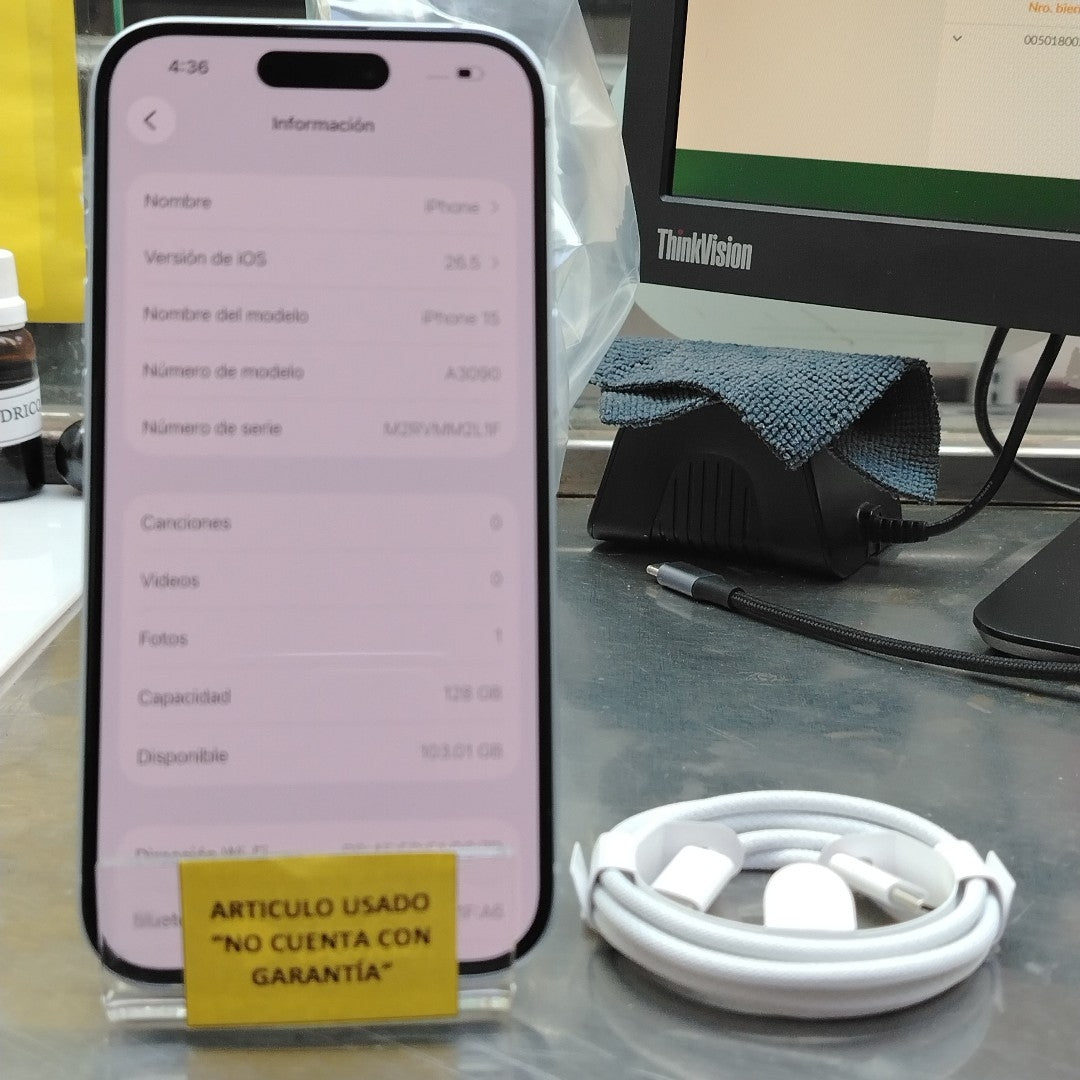 CELULAR APPLE IPHONE 15 A3090 128 GB 6 GB RAM (SEMINUEVO)